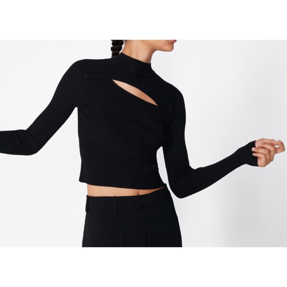 zara ribbed cut out sweater